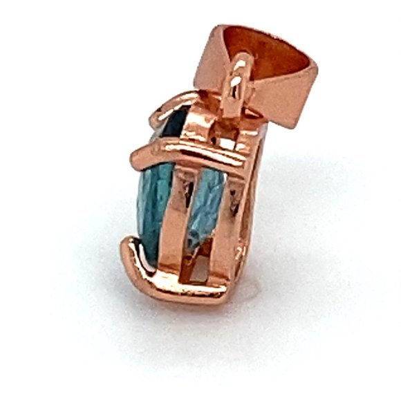 Blue Tourmaline .92ct Rose Gold Silver Pendant - Picture 5 of 6